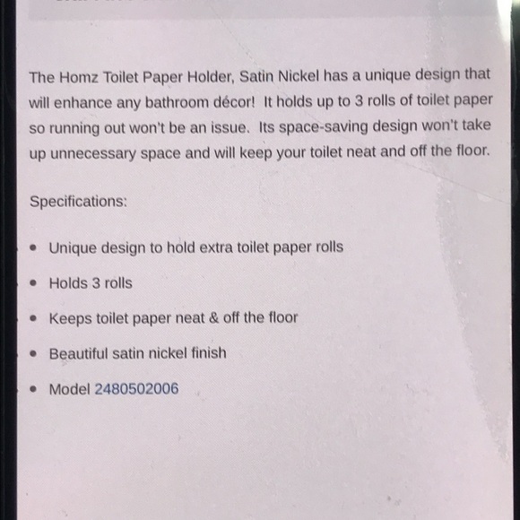 Homz smart solutions TOLIET PAPER HOLDER NEW 💫NWT satin nickel finish 3 roll 🛍 - Picture 5 of 6
